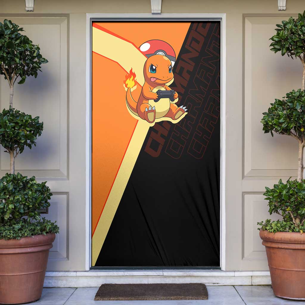 Charmander Poké Door Cover Playful Retro Anime Style