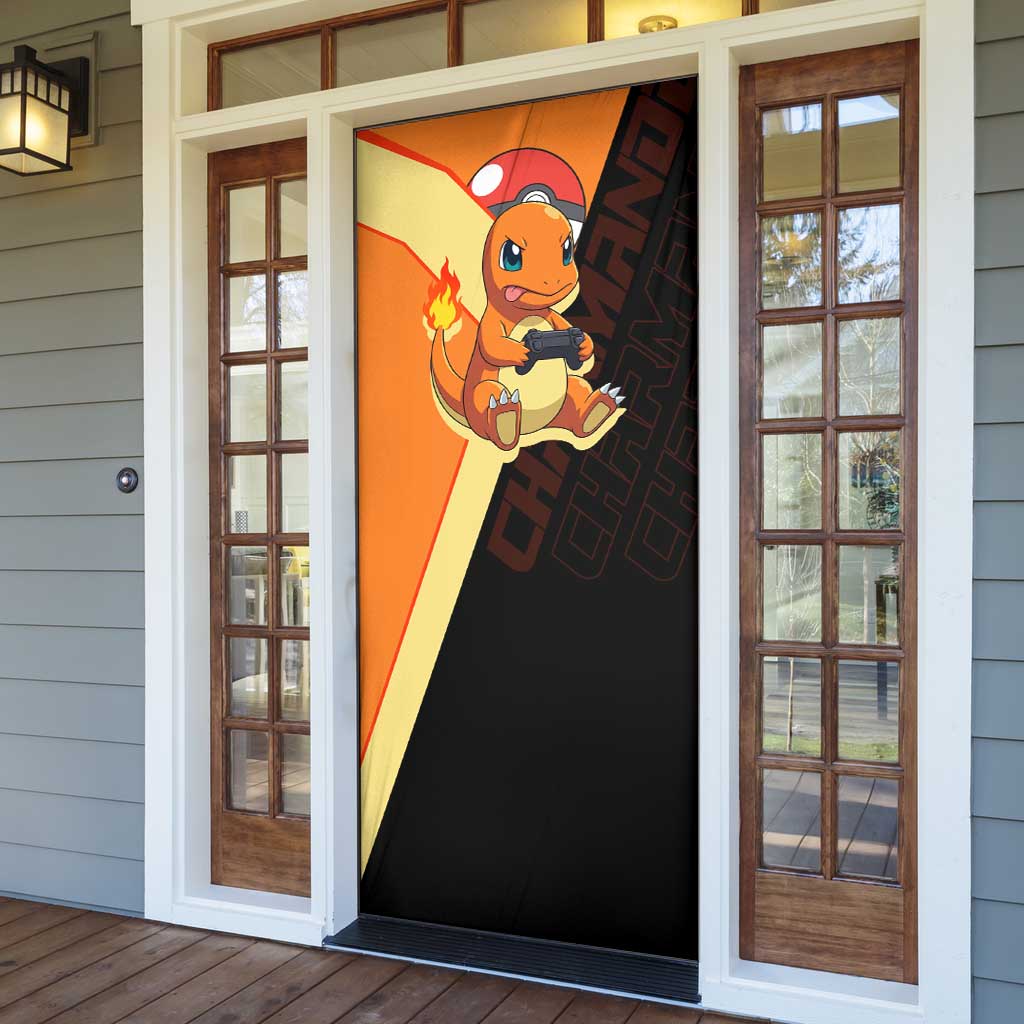 Charmander Poké Door Cover Playful Retro Anime Style