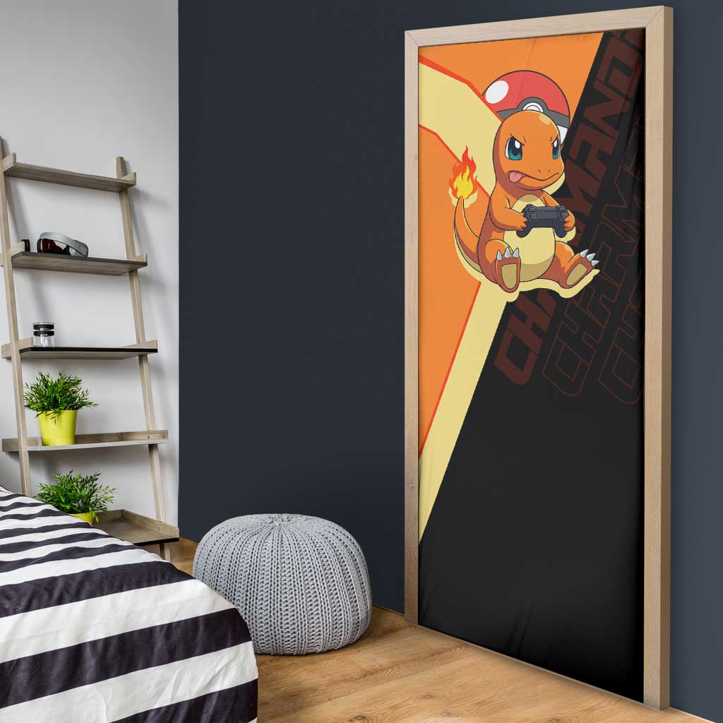 Charmander Poké Door Cover Playful Retro Anime Style
