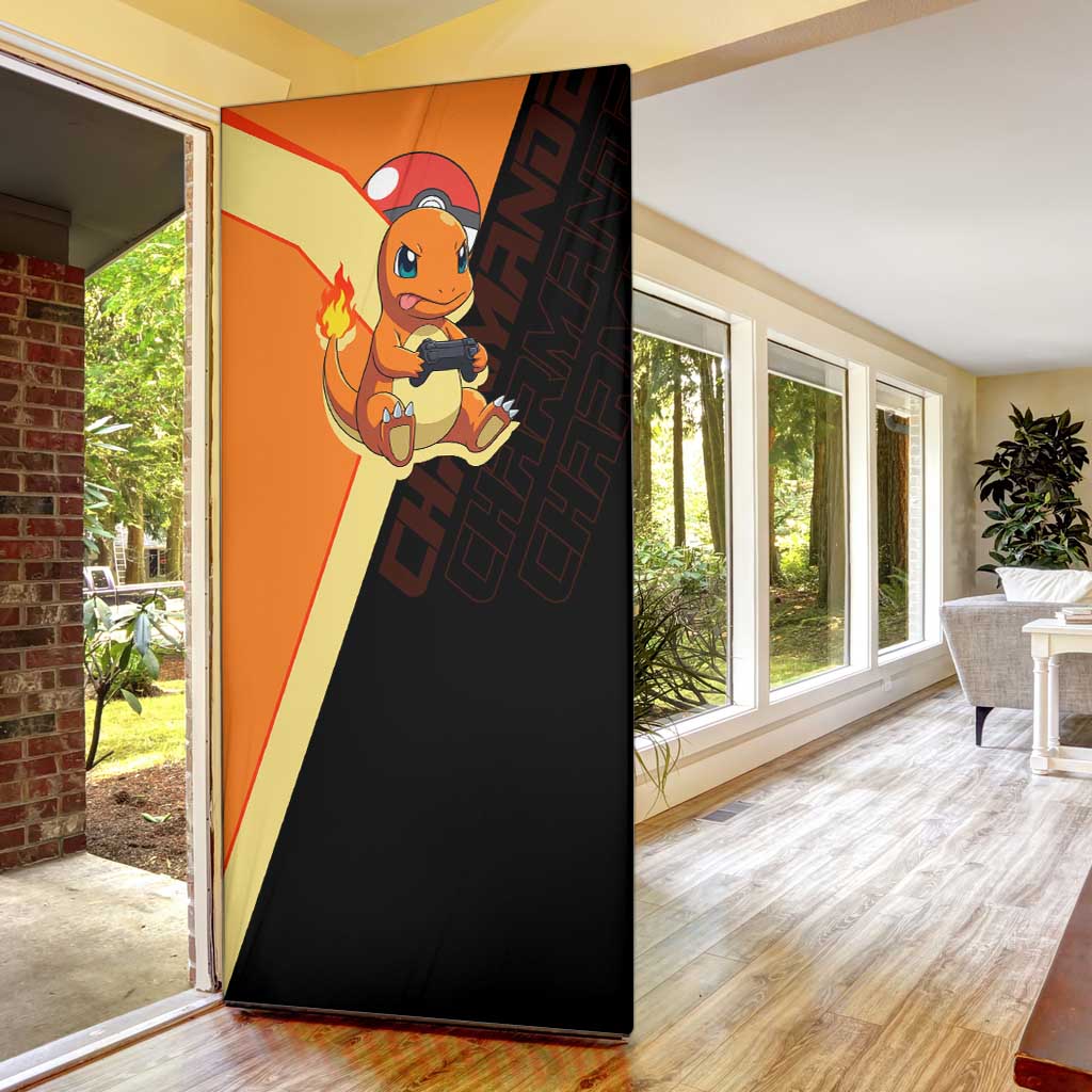 Charmander Poké Door Cover Playful Retro Anime Style