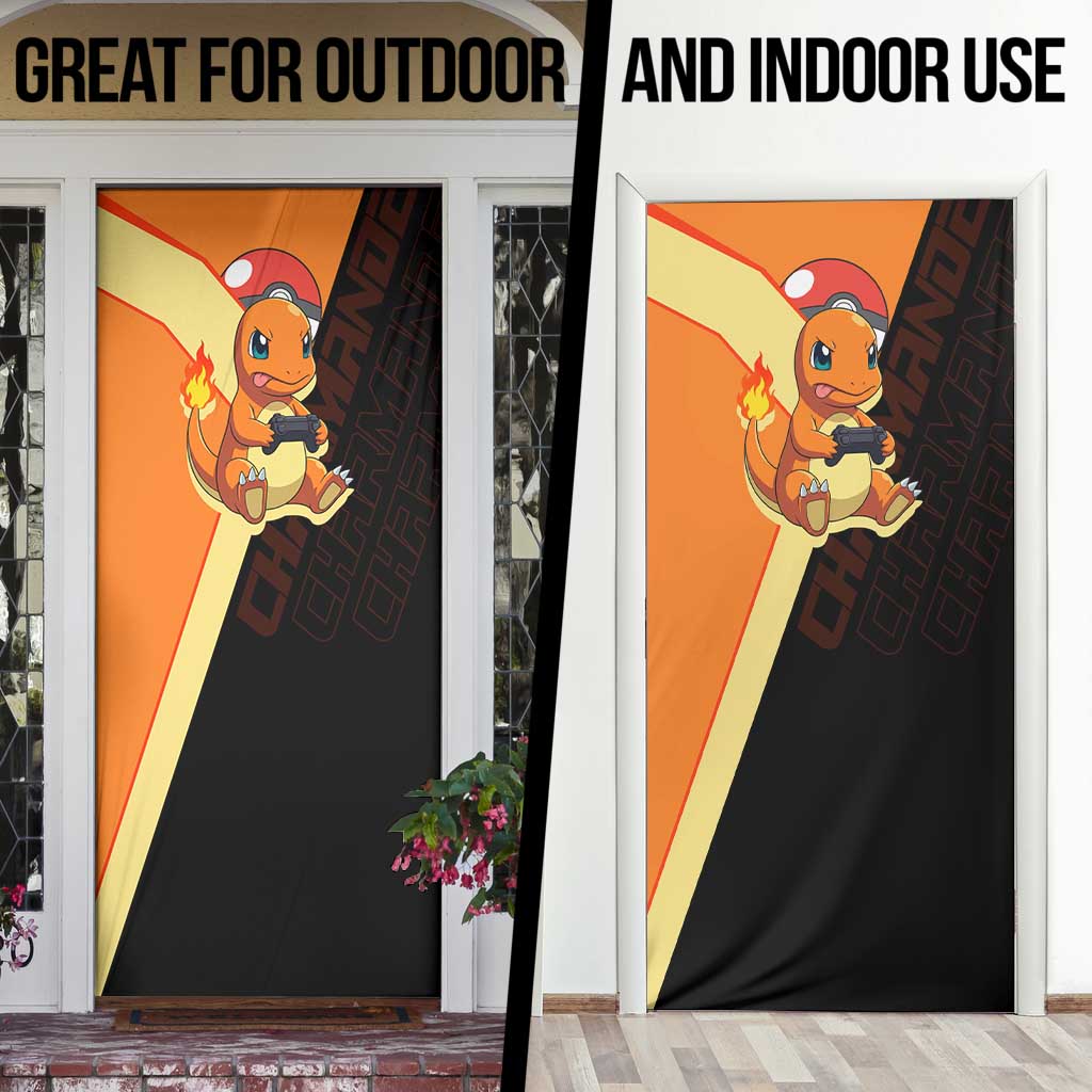 Charmander Poké Door Cover Playful Retro Anime Style