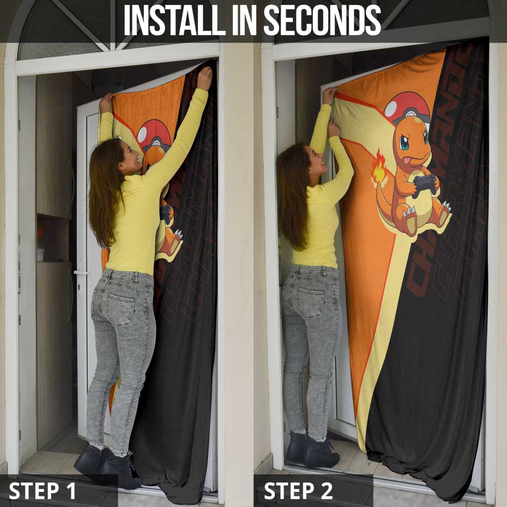 Charmander Poké Door Cover Playful Retro Anime Style