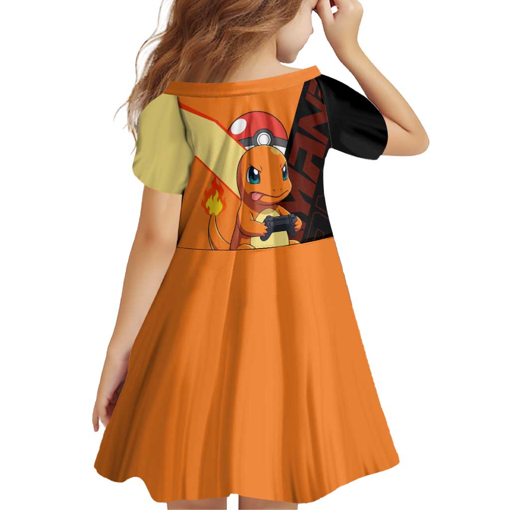 Charmander Poké Family Matching Off Shoulder Maxi Dress and Hawaiian Shirt Playful Retro Anime Style