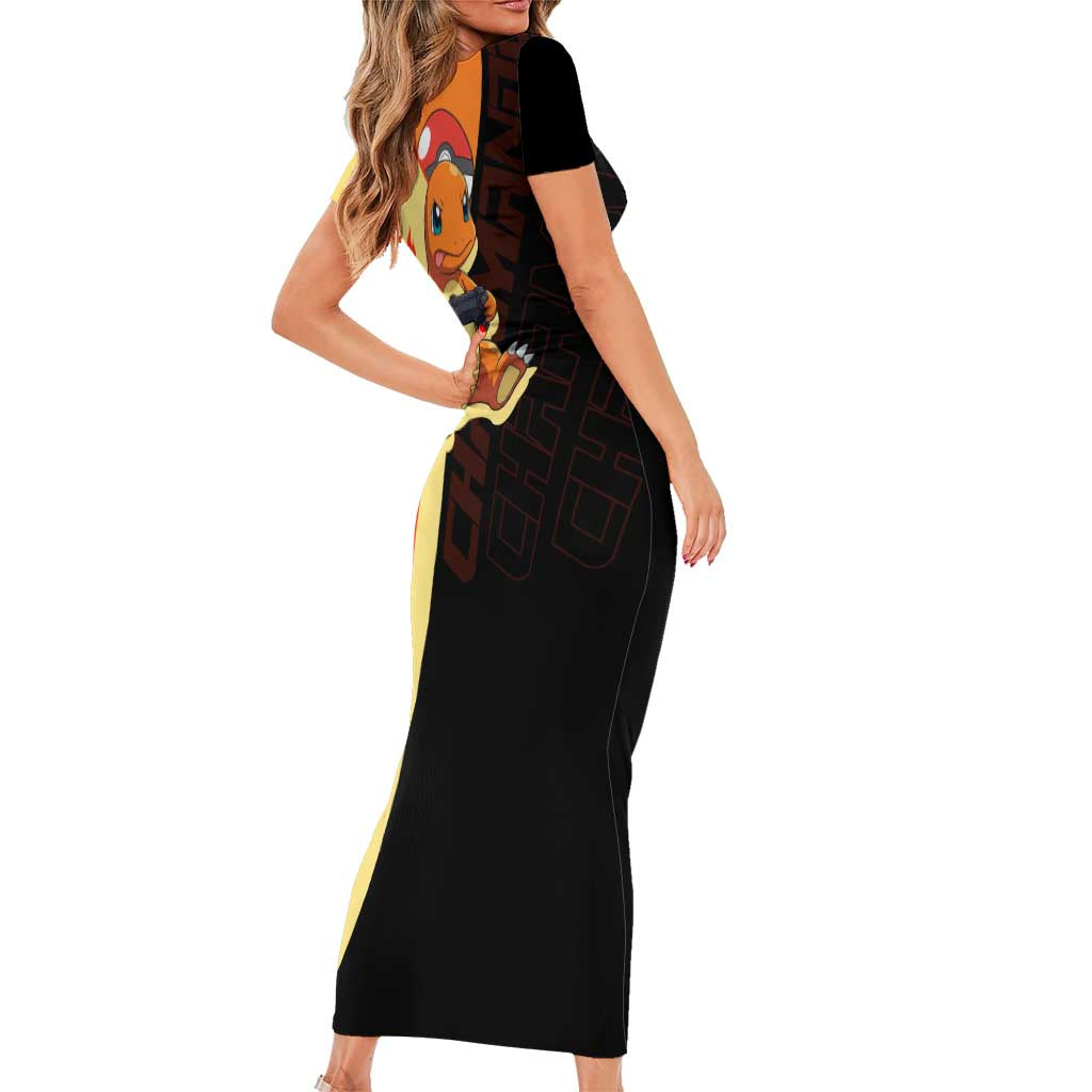 Charmander Poké Family Matching Short Sleeve Bodycon Dress and Hawaiian Shirt Playful Retro Anime Style