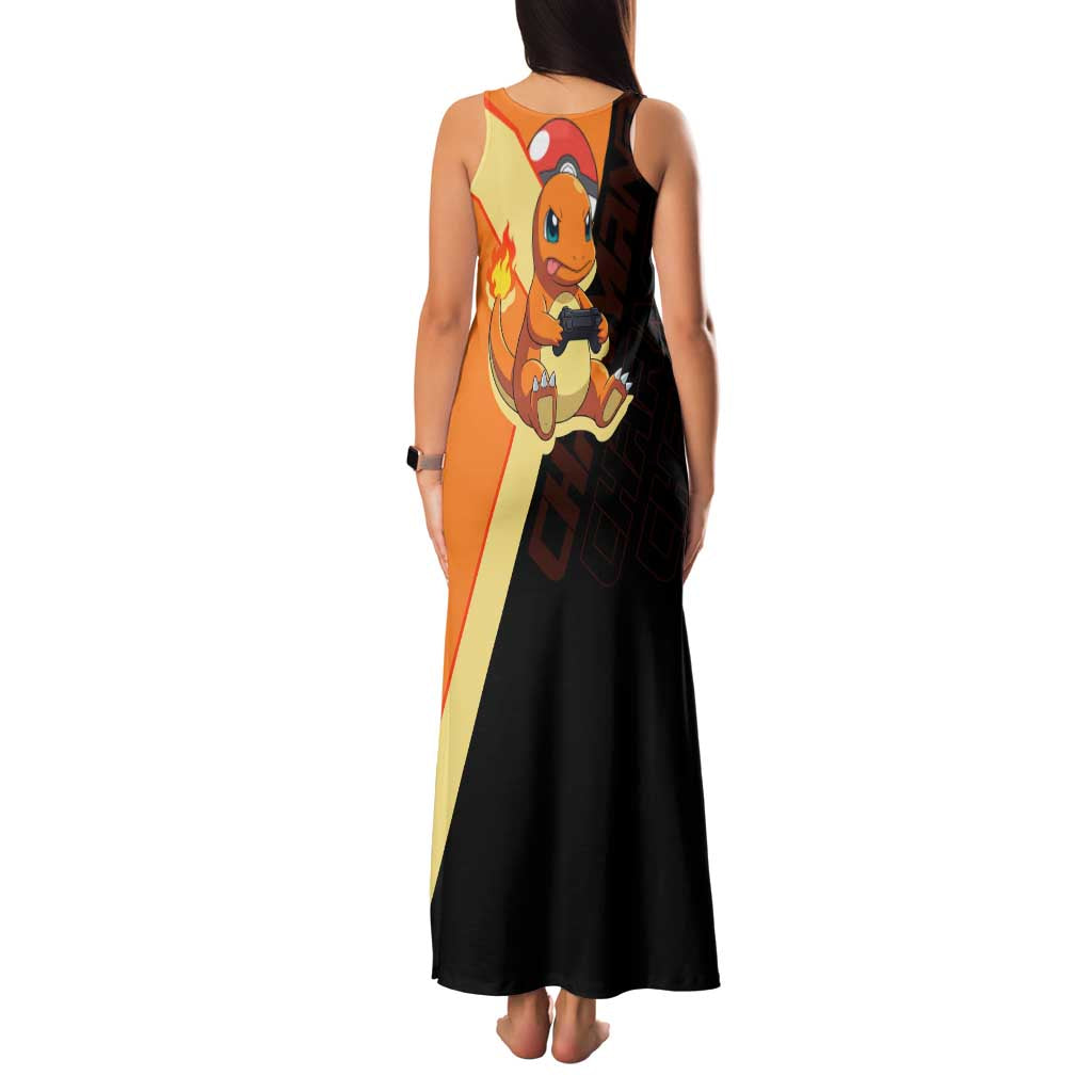 Charmander Poké Family Matching Tank Maxi Dress and Hawaiian Shirt Playful Retro Anime Style