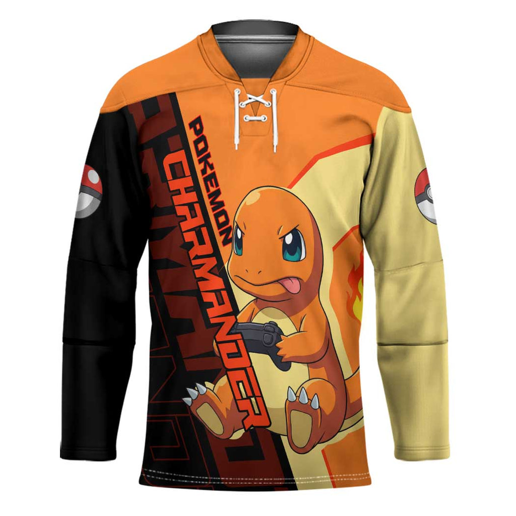 Charmander Poké Hockey Jersey Playful Retro Anime Style