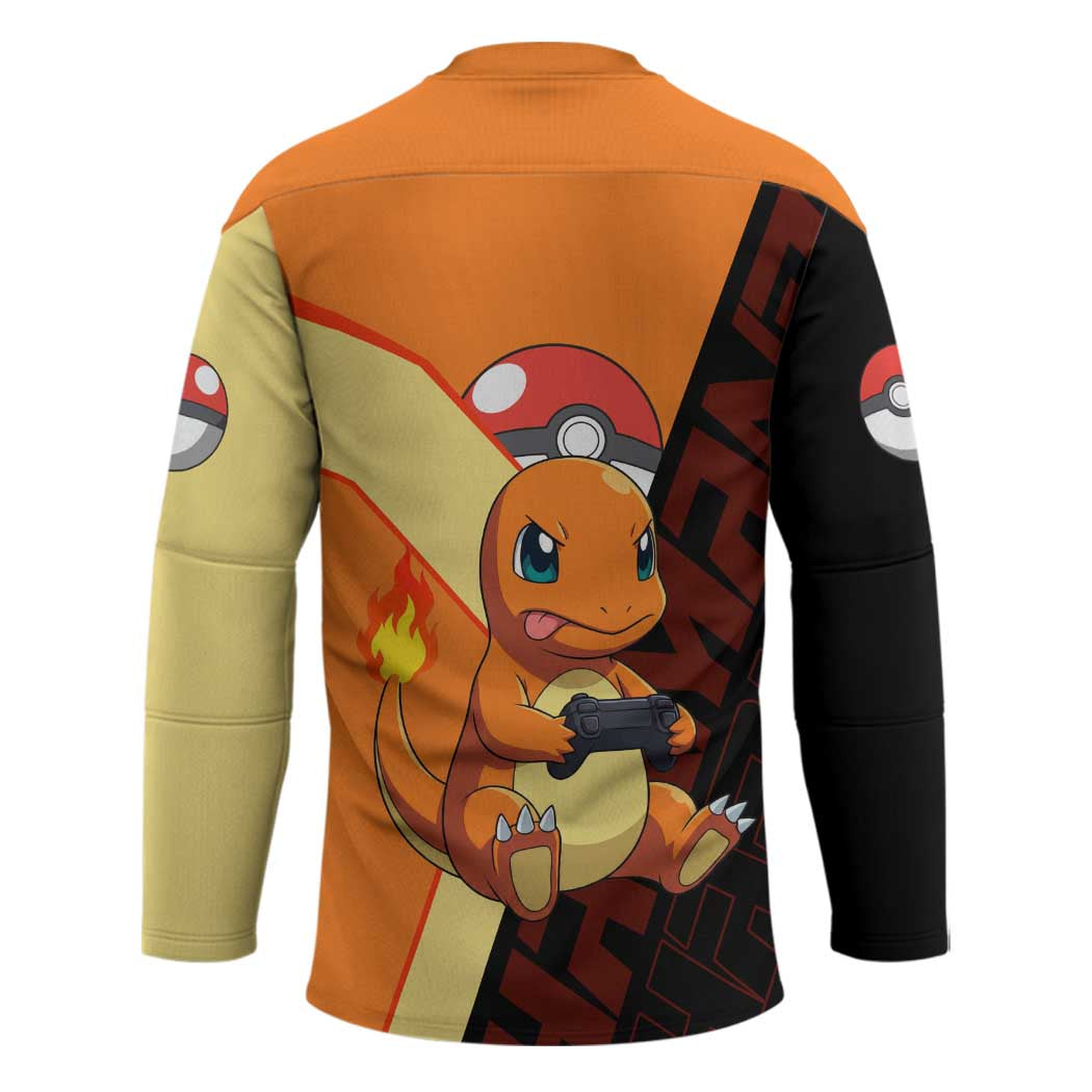 Charmander Poké Hockey Jersey Playful Retro Anime Style