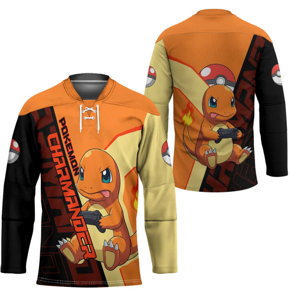 Charmander Poké Hockey Jersey Playful Retro Anime Style