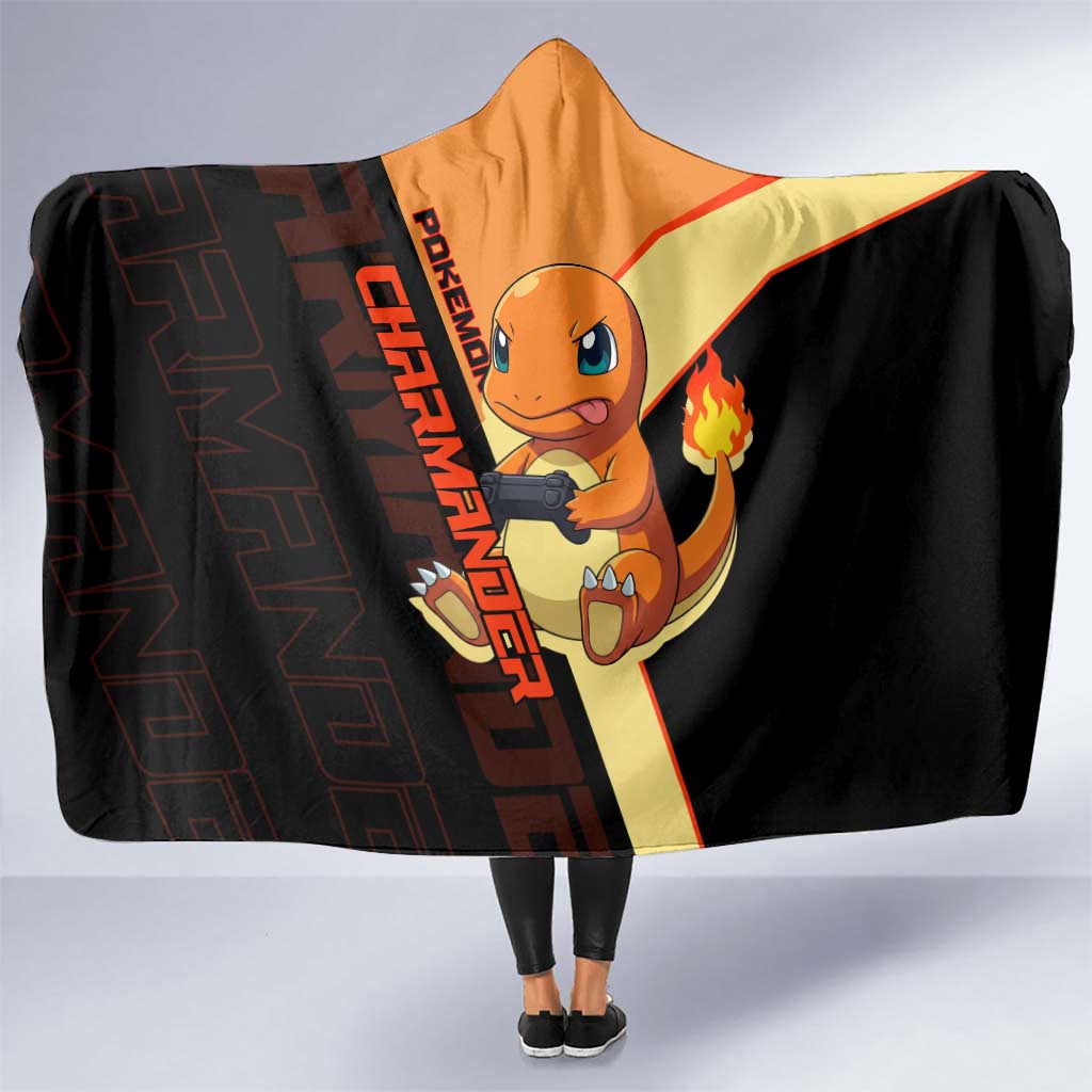 Charmander Poké Hooded Blanket Playful Retro Anime Style