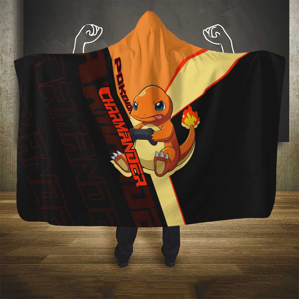 Charmander Poké Hooded Blanket Playful Retro Anime Style