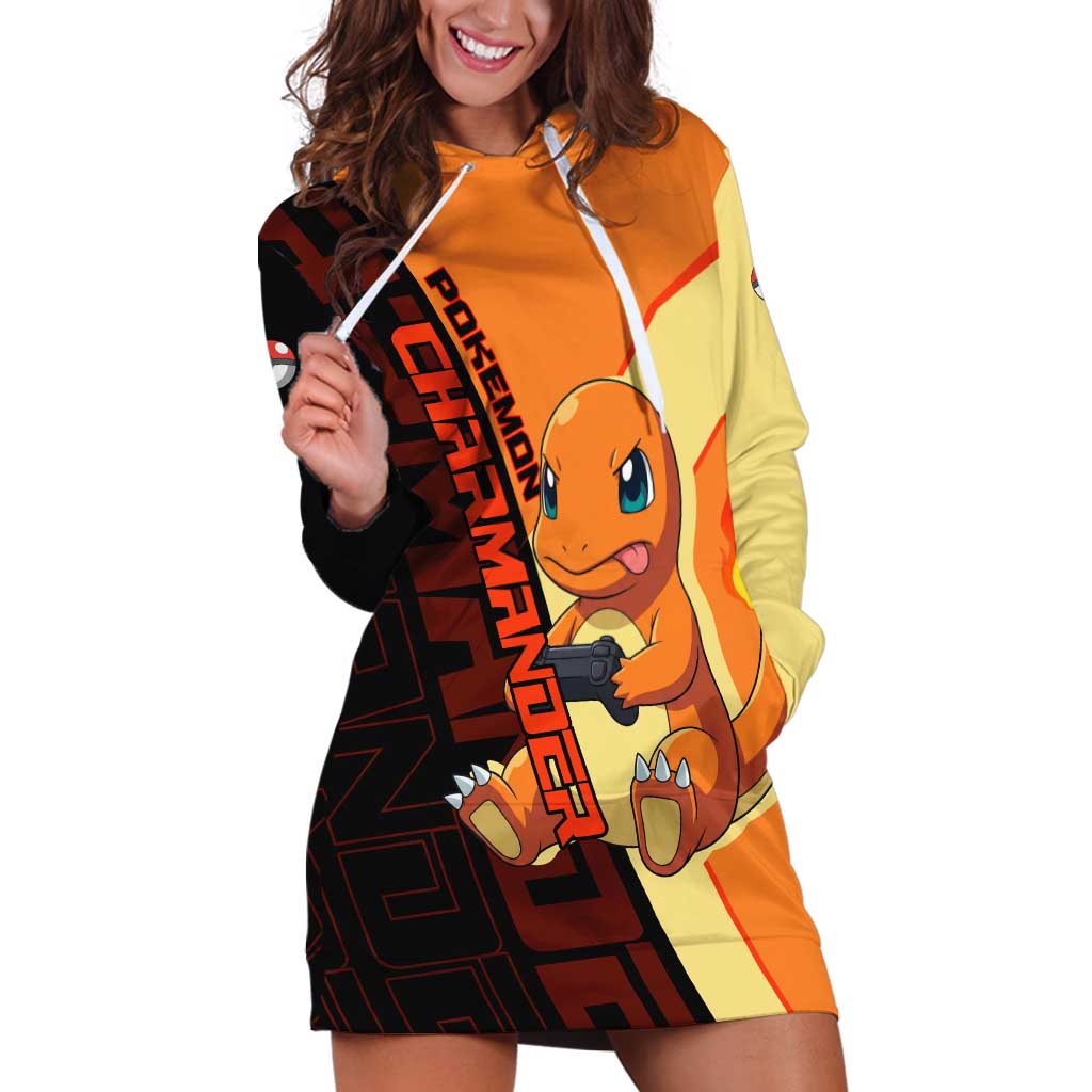 Charmander Poké Hoodie Dress Playful Retro Anime Style