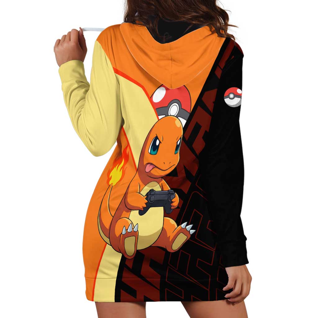 Charmander Poké Hoodie Dress Playful Retro Anime Style