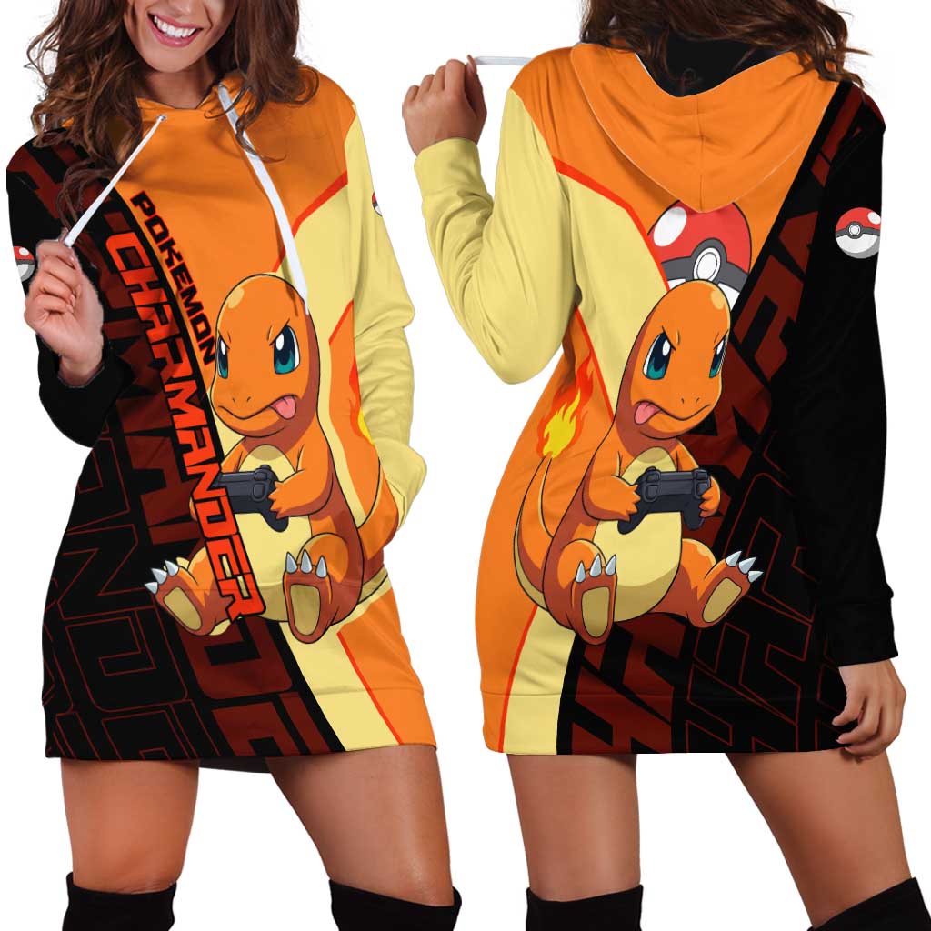 Charmander Poké Hoodie Dress Playful Retro Anime Style