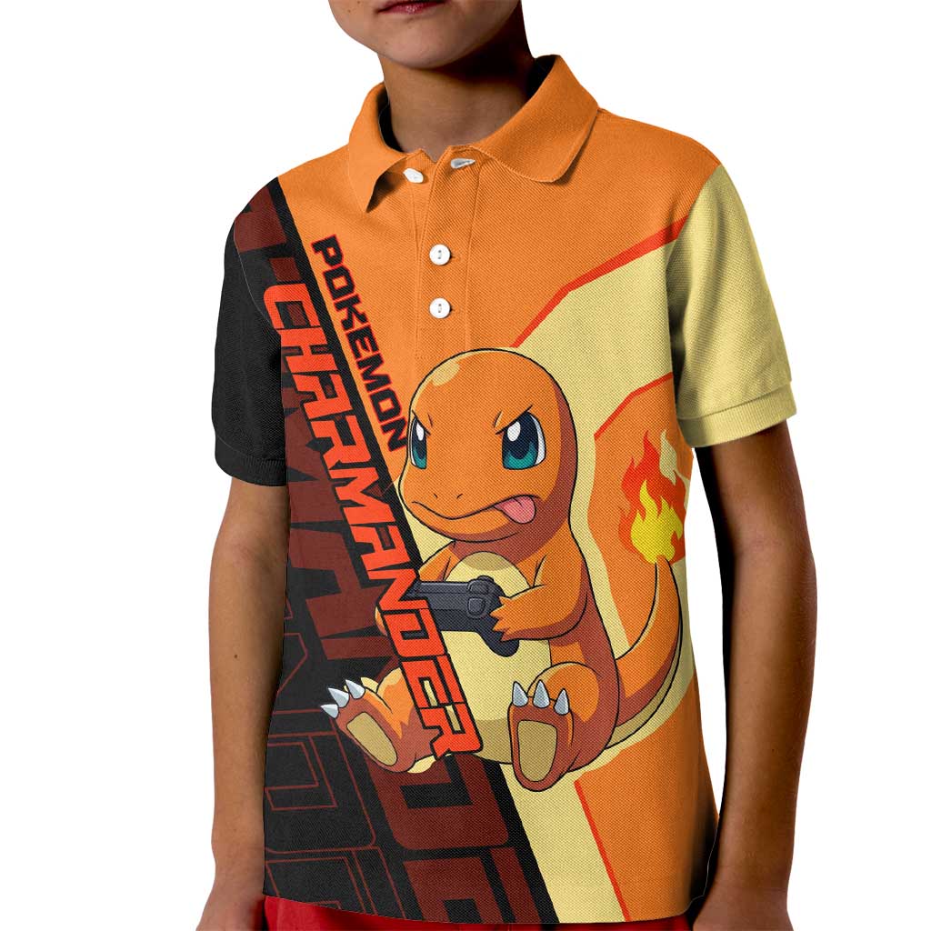 Charmander Poké Kid Polo Shirt Playful Retro Anime Style