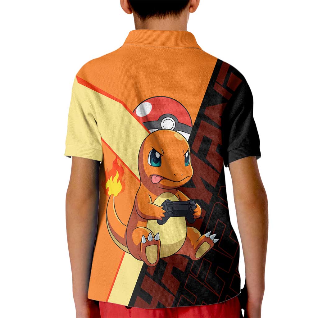 Charmander Poké Kid Polo Shirt Playful Retro Anime Style