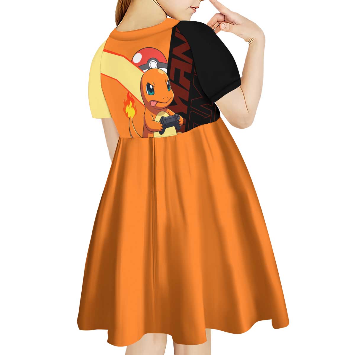 Charmander Poké Kid Short Sleeve Dress Playful Retro Anime Style