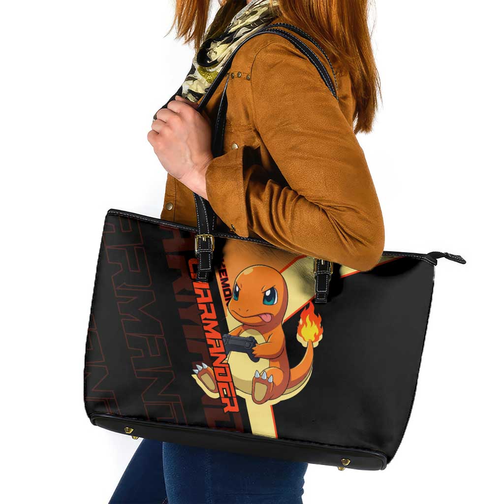 Charmander Poké Leather Tote Bag Playful Retro Anime Style