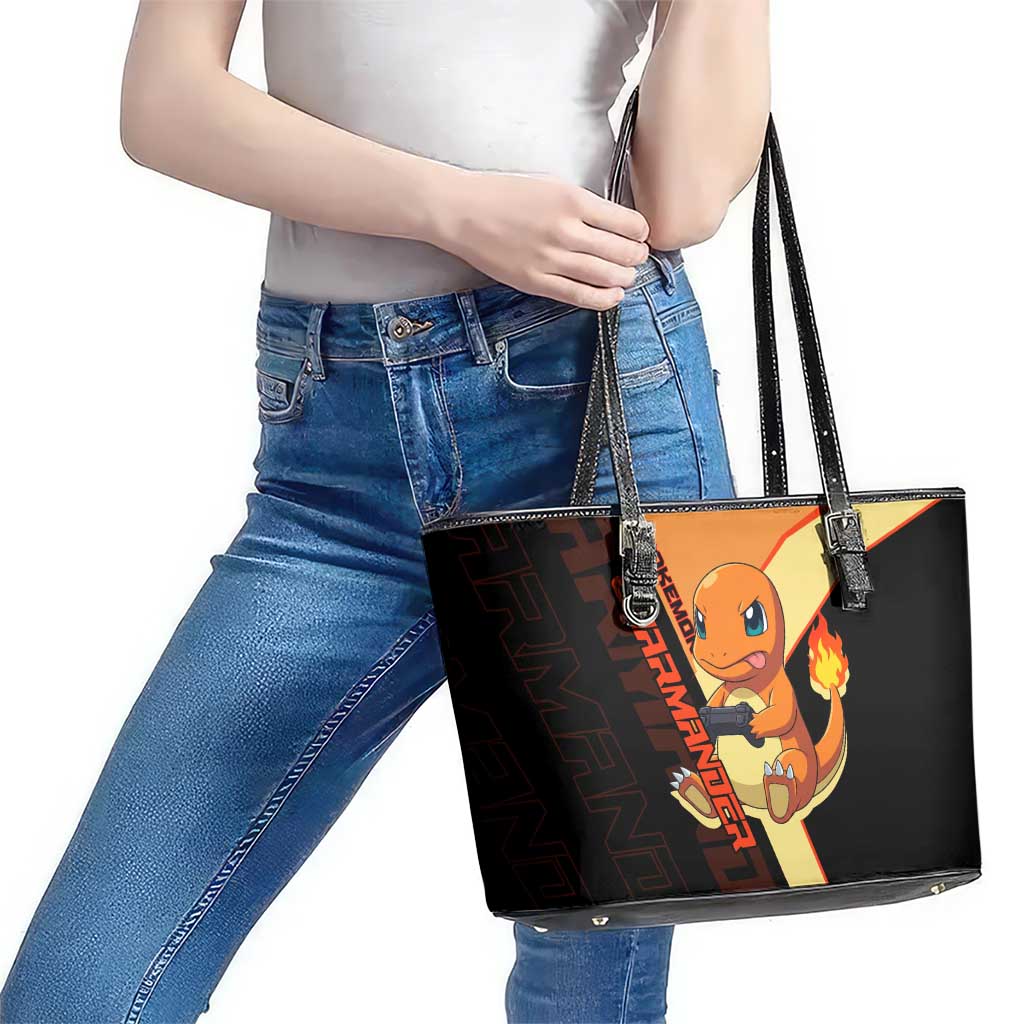 Charmander Poké Leather Tote Bag Playful Retro Anime Style