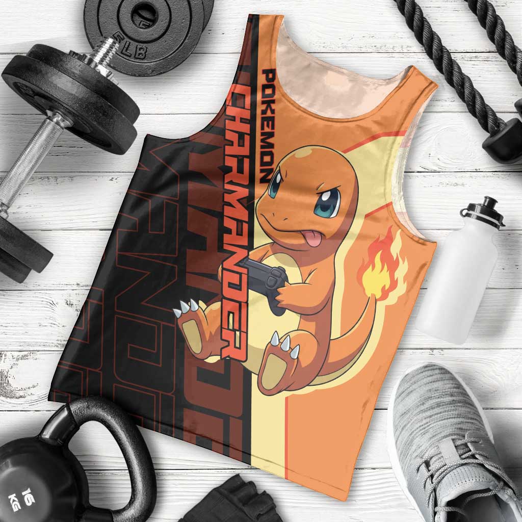 Charmander Poké Men Tank Top Playful Retro Anime Style