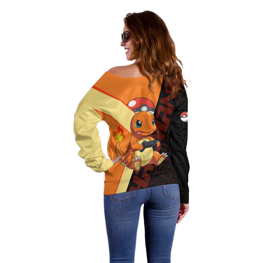 Charmander Poké Off Shoulder Sweater Playful Retro Anime Style
