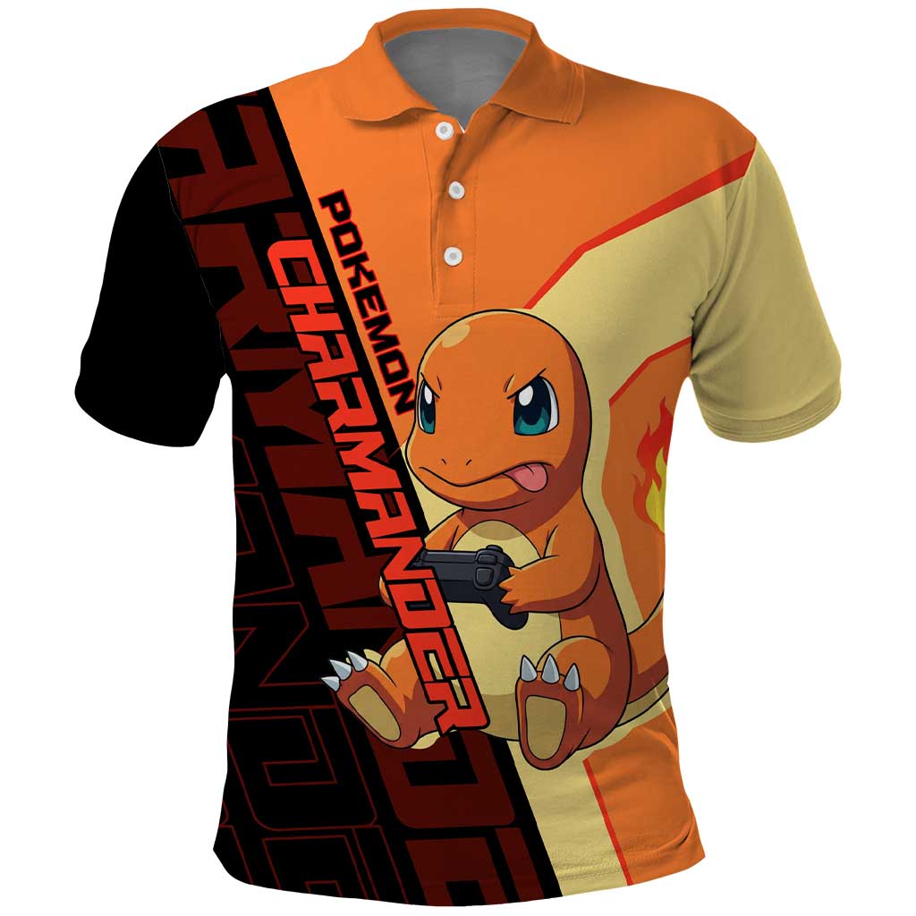 Charmander Poké Polo Shirt Playful Retro Anime Style