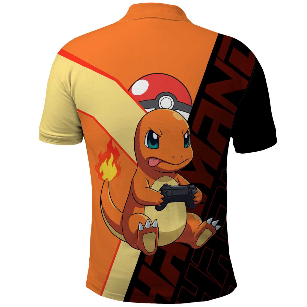 Charmander Poké Polo Shirt Playful Retro Anime Style