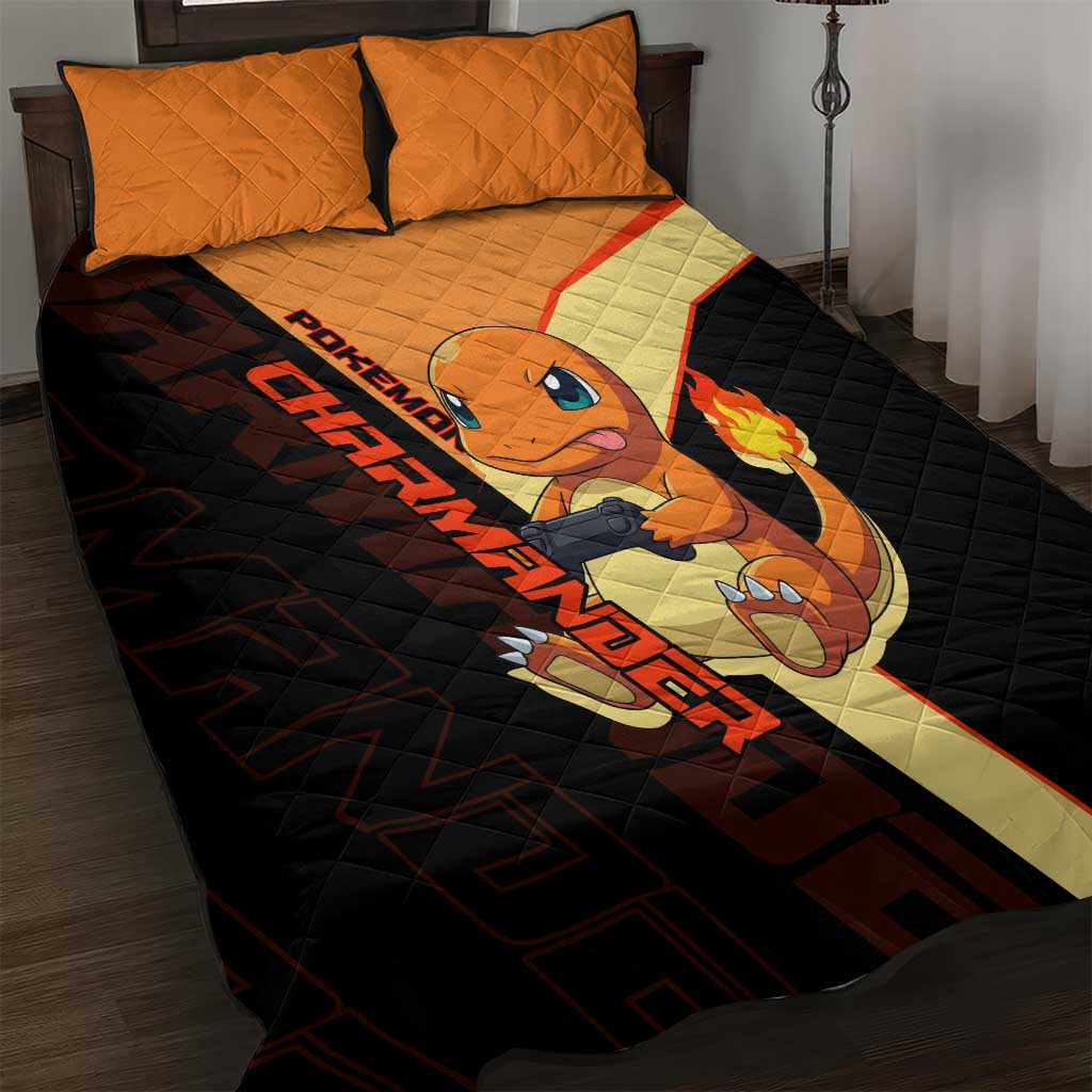 Charmander Poké Quilt Bed Set Playful Retro Anime Style