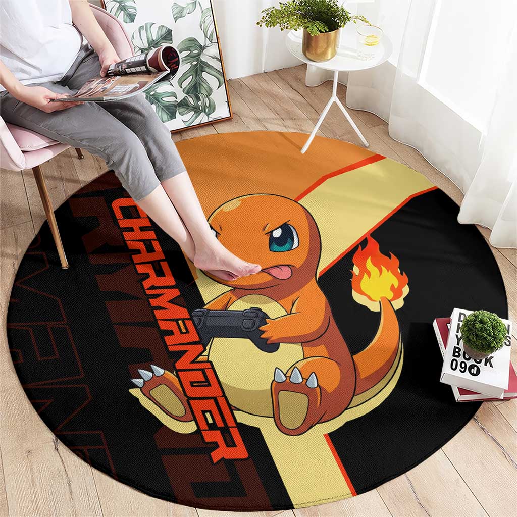 Charmander Poké Round Carpet Playful Retro Anime Style