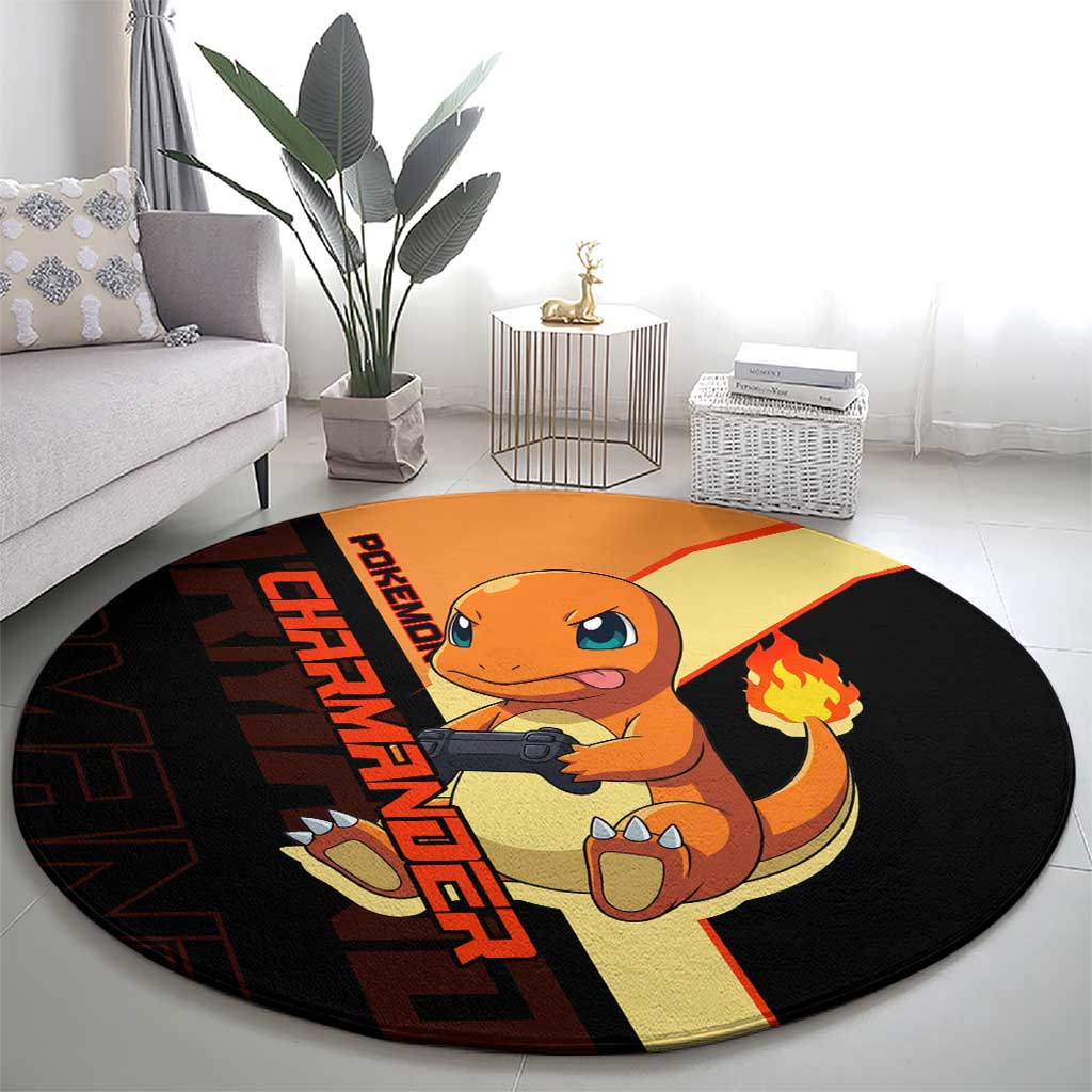 Charmander Poké Round Carpet Playful Retro Anime Style