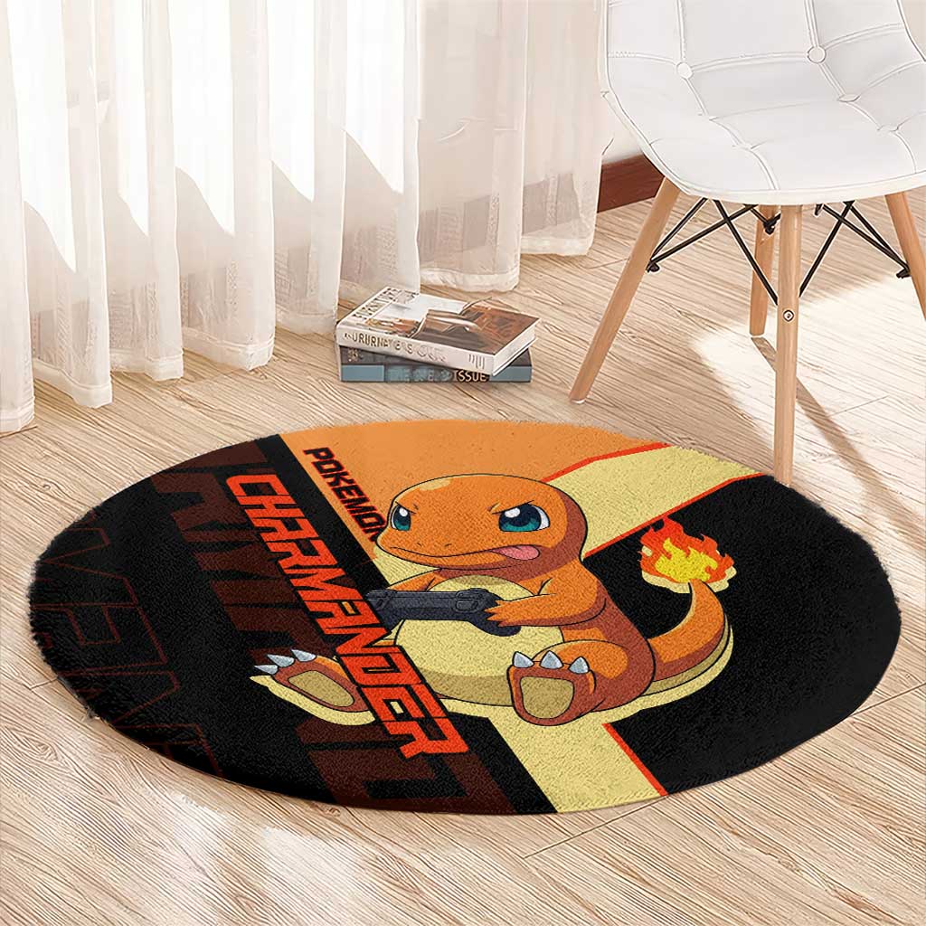Charmander Poké Round Carpet Playful Retro Anime Style