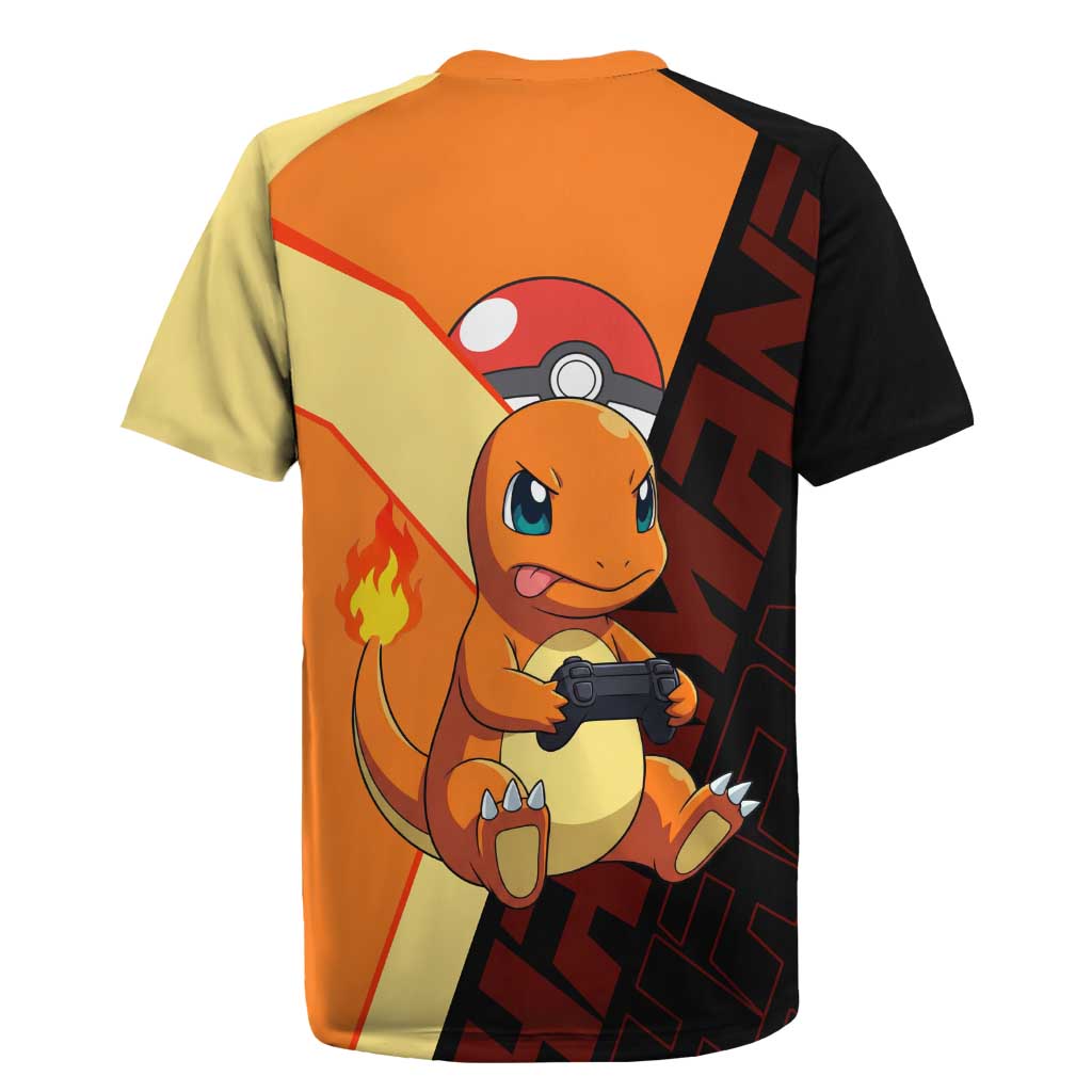Charmander Poké Rugby Jersey Playful Retro Anime Style