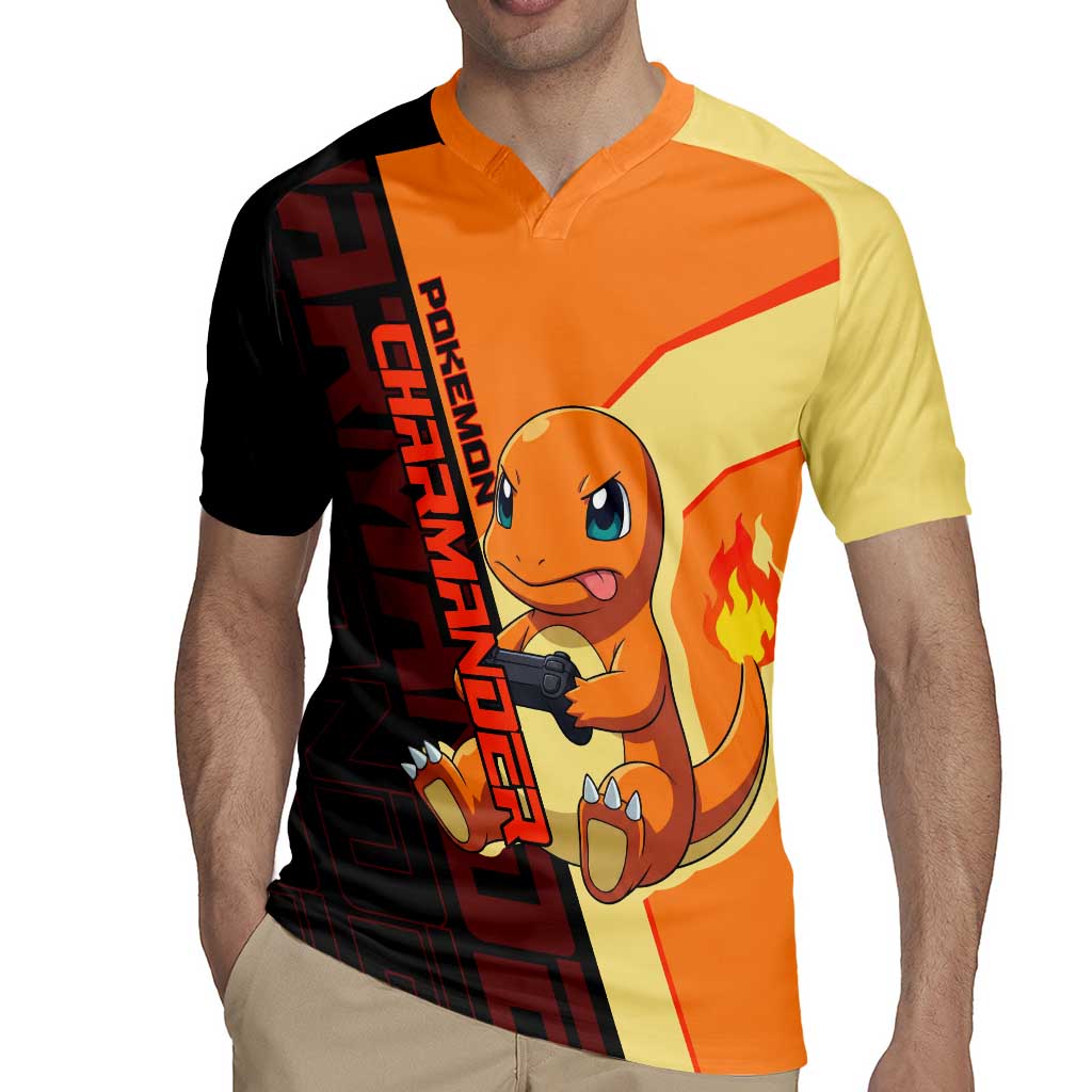 Charmander Poké Rugby Jersey Playful Retro Anime Style