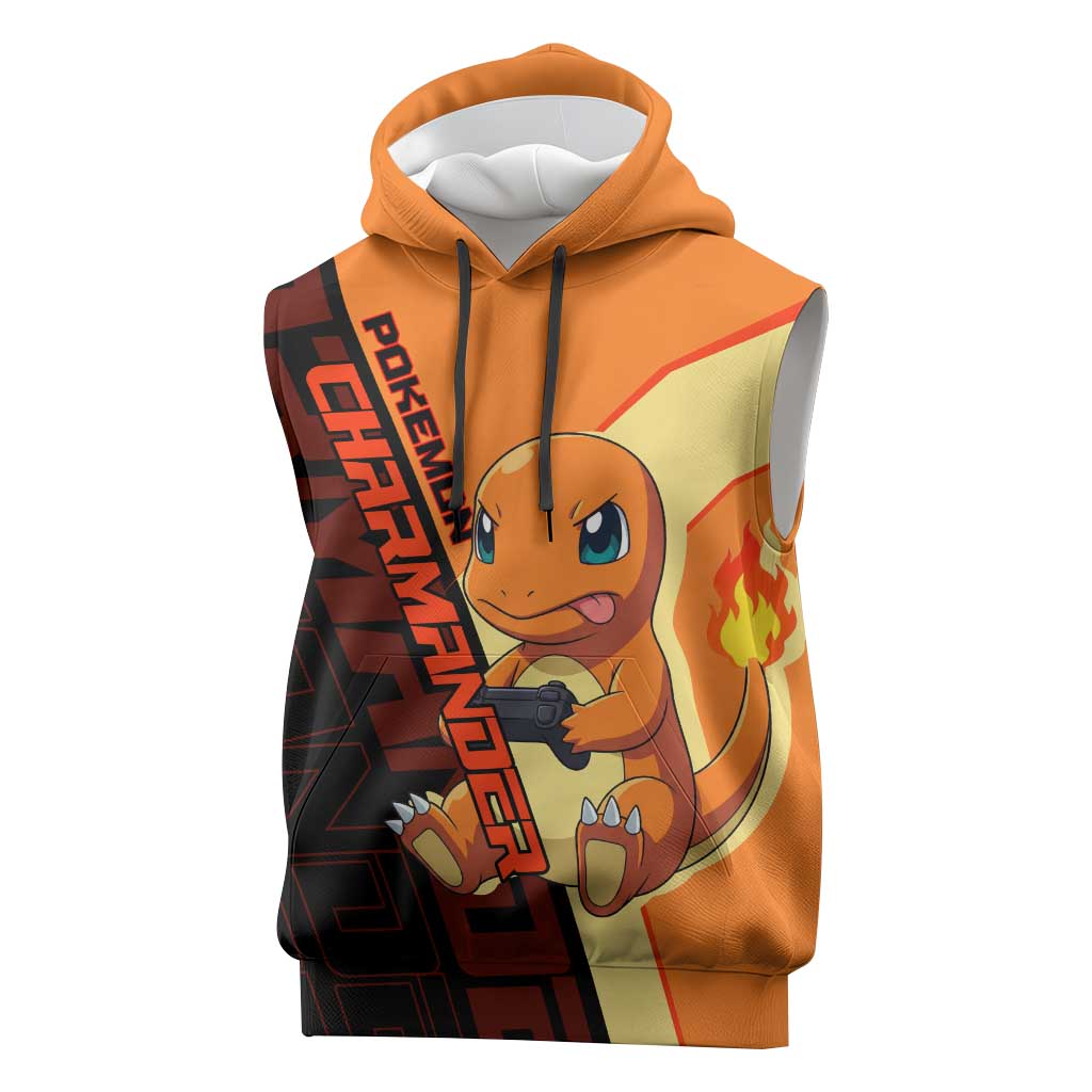 Charmander Poké Sleeveless Hoodie Playful Retro Anime Style
