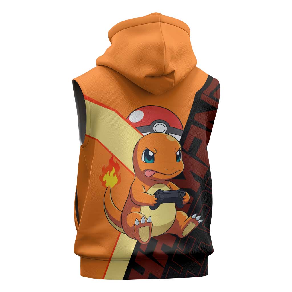 Charmander Poké Sleeveless Hoodie Playful Retro Anime Style