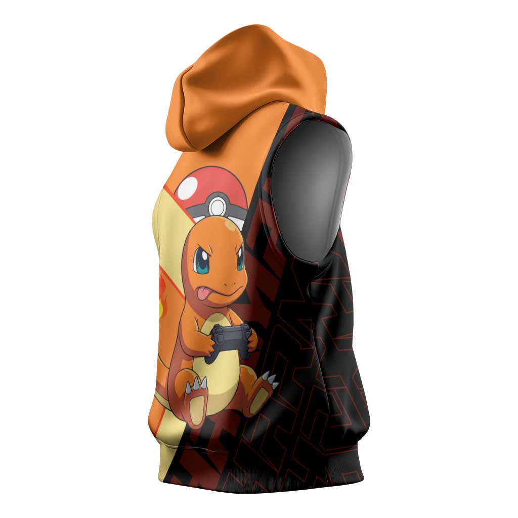 Charmander Poké Sleeveless Hoodie Playful Retro Anime Style