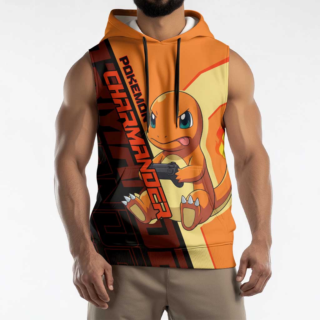 Charmander Poké Sleeveless Hoodie Playful Retro Anime Style