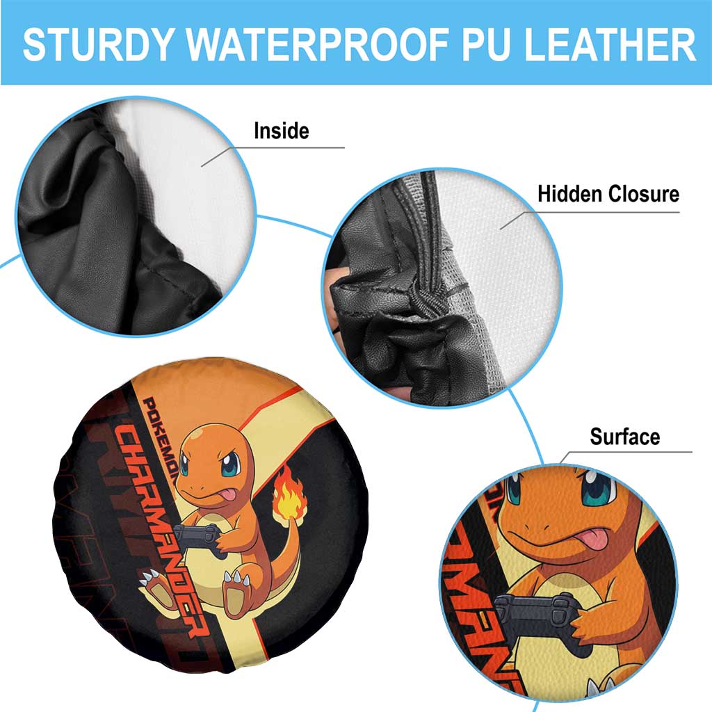 Charmander Poké Spare Tire Cover Playful Retro Anime Style