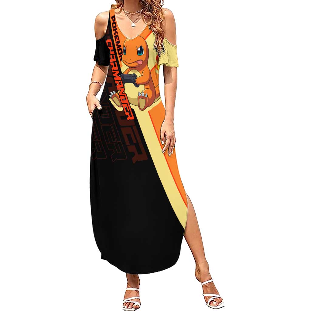 Charmander Poké Summer Maxi Dress Playful Retro Anime Style