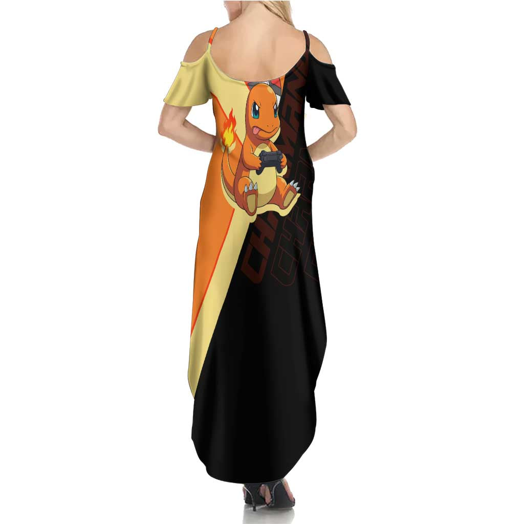 Charmander Poké Summer Maxi Dress Playful Retro Anime Style