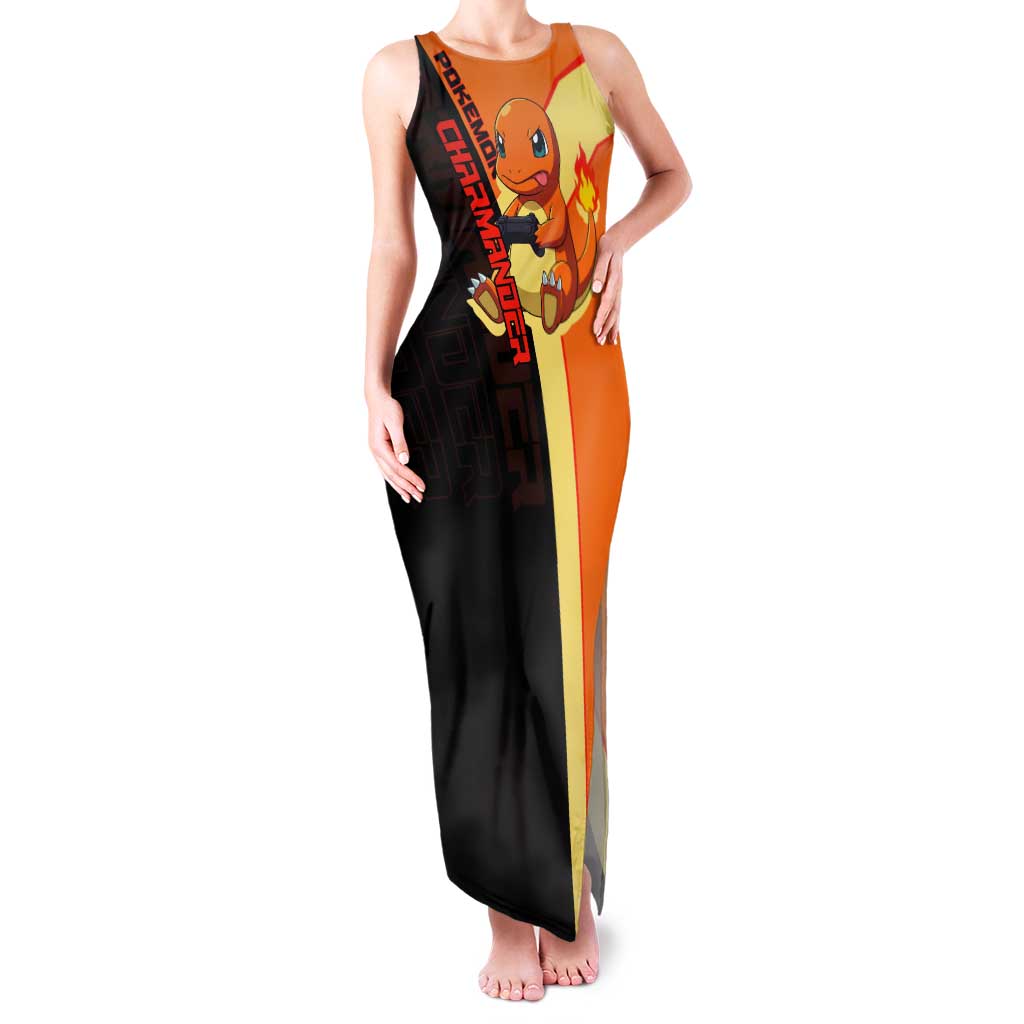 Charmander Poké Tank Maxi Dress Playful Retro Anime Style