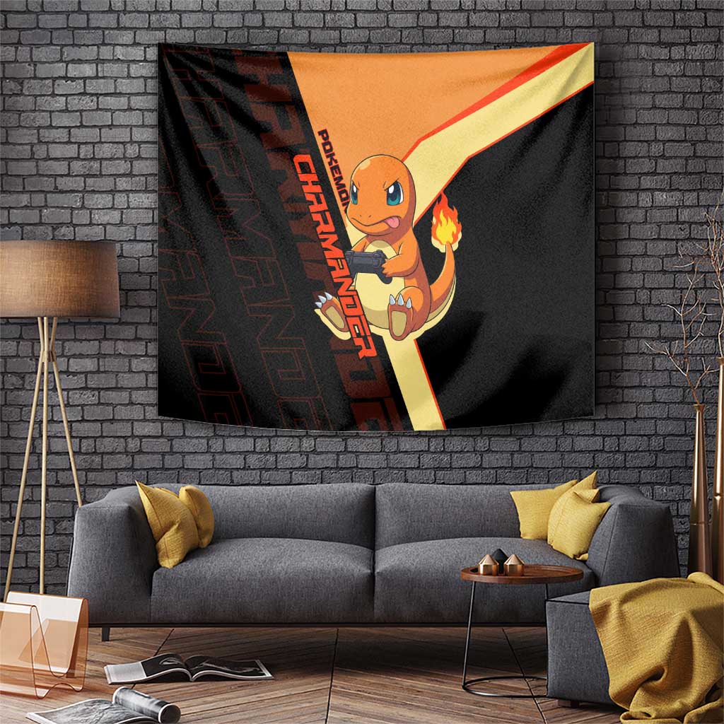 Charmander Poké Tapestry Playful Retro Anime Style