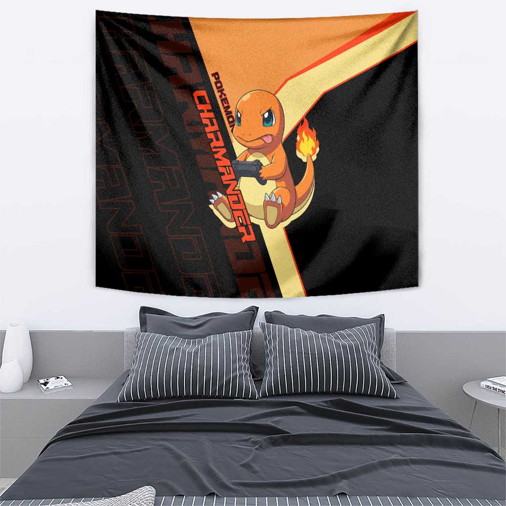 Charmander Poké Tapestry Playful Retro Anime Style