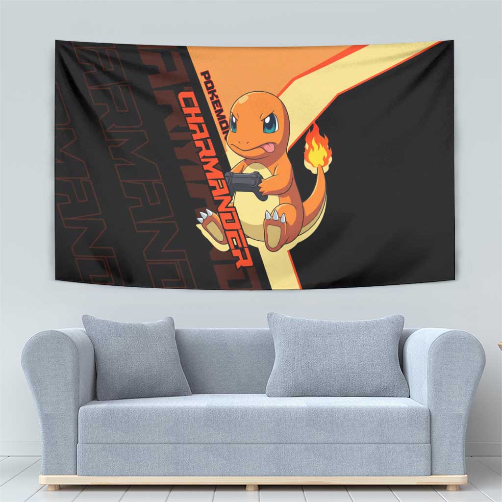 Charmander Poké Tapestry Playful Retro Anime Style