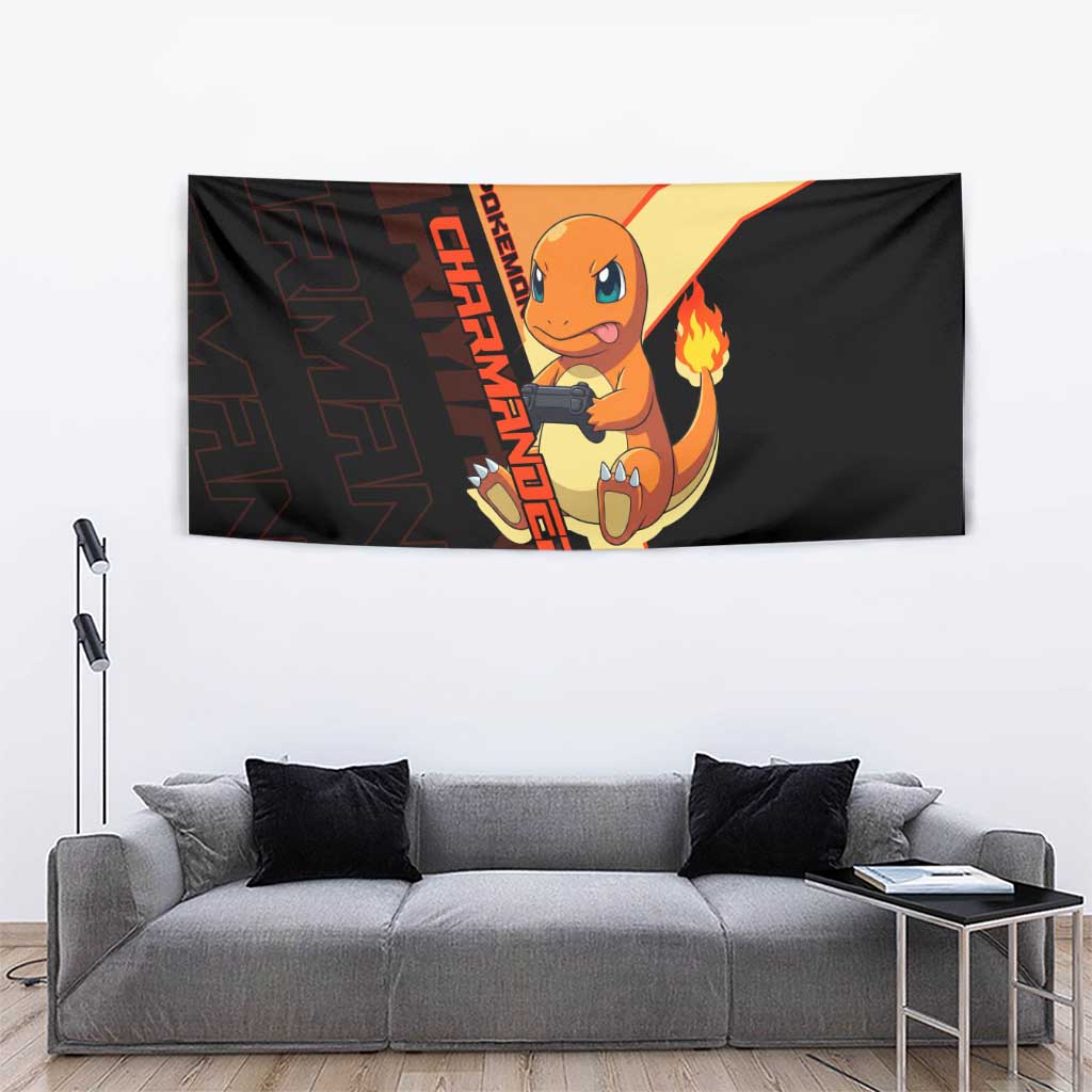 Charmander Poké Tapestry Playful Retro Anime Style