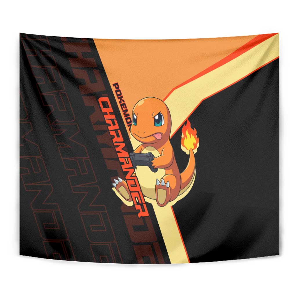 Charmander Poké Tapestry Playful Retro Anime Style