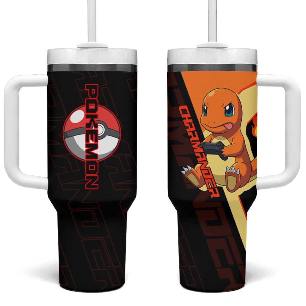 Charmander Poké Tumbler With Handle Playful Retro Anime Style