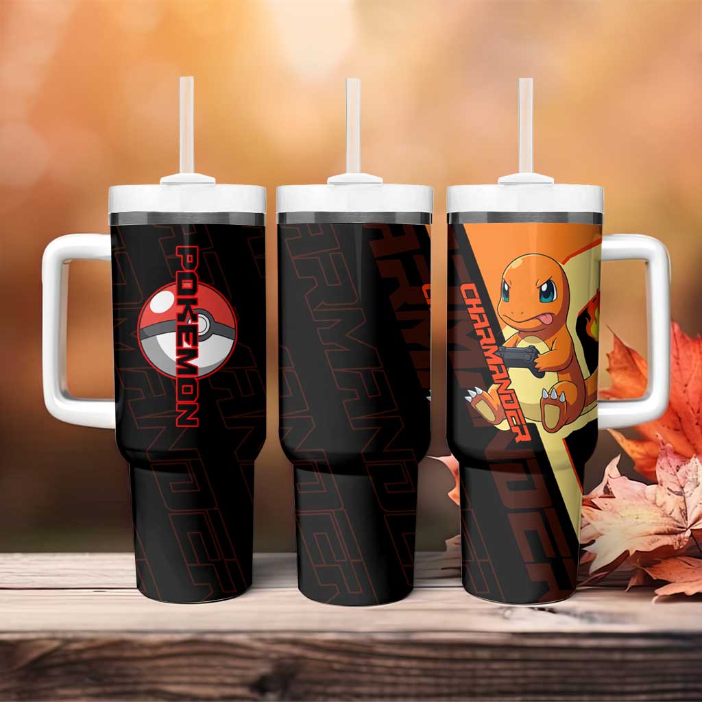 Charmander Poké Tumbler With Handle Playful Retro Anime Style