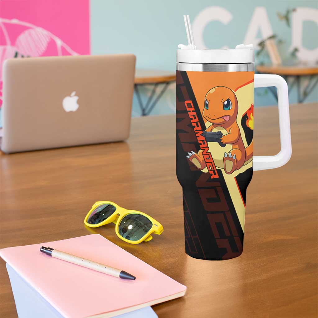 Charmander Poké Tumbler With Handle Playful Retro Anime Style