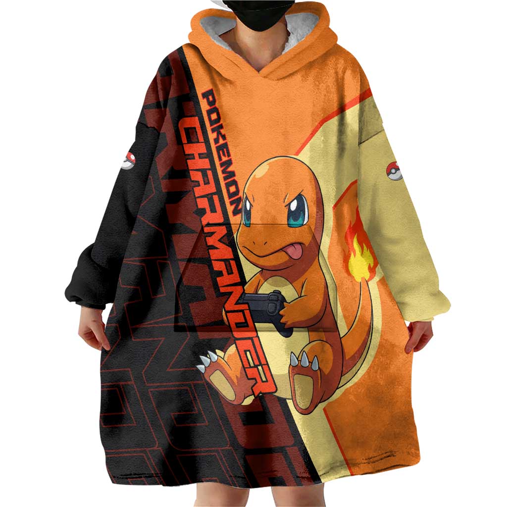Charmander Poké Wearable Blanket Hoodie Playful Retro Anime Style