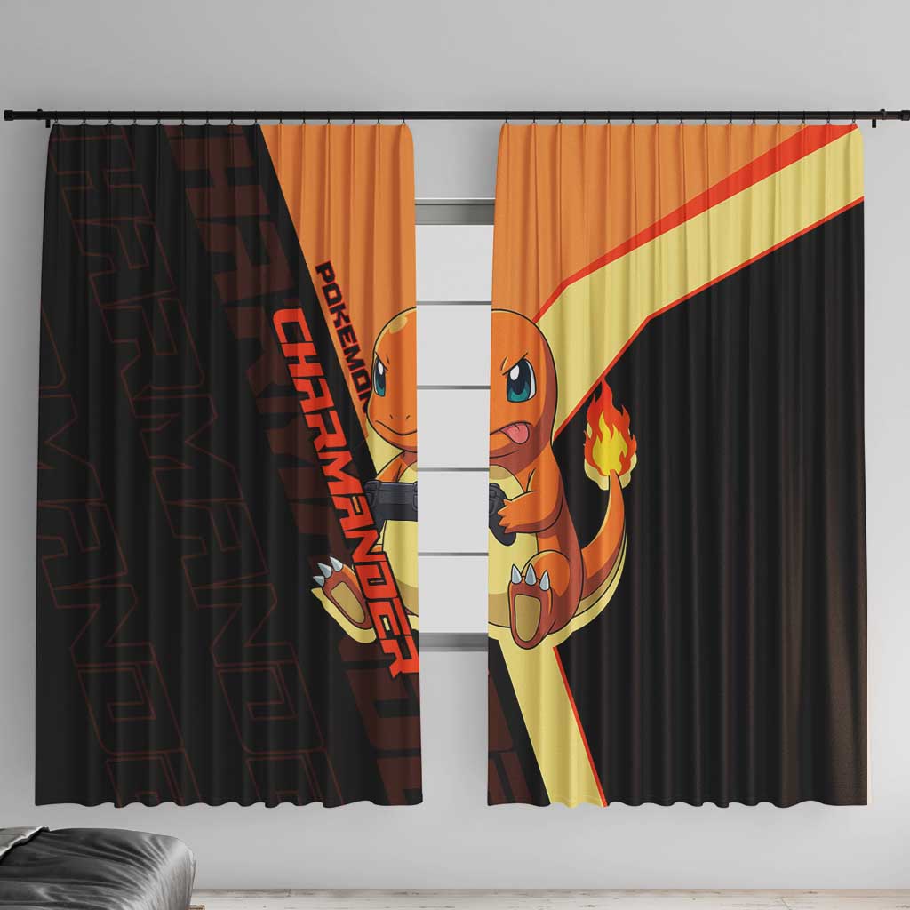 Charmander Poké Window Curtain Playful Retro Anime Style
